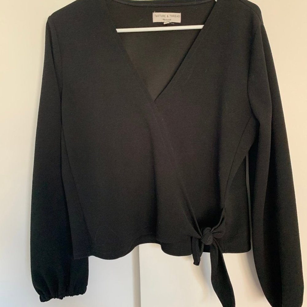 Black Madewell Long Sleeve Wrap Crop - M